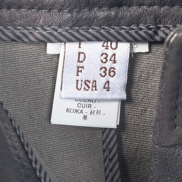 Brunello Cucinelli Grey Leather Quilted Moto Skinny Pants - Picture 13 of 15